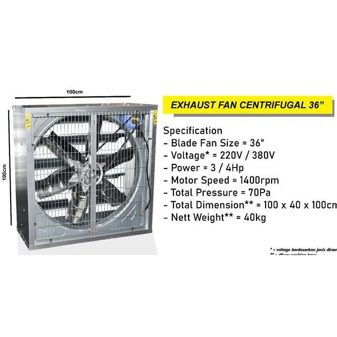Ready | Blower Exhaust Fan Gudang Industri / Kandang Ayam 36 Dinamo 3Phase Kualitas Premium