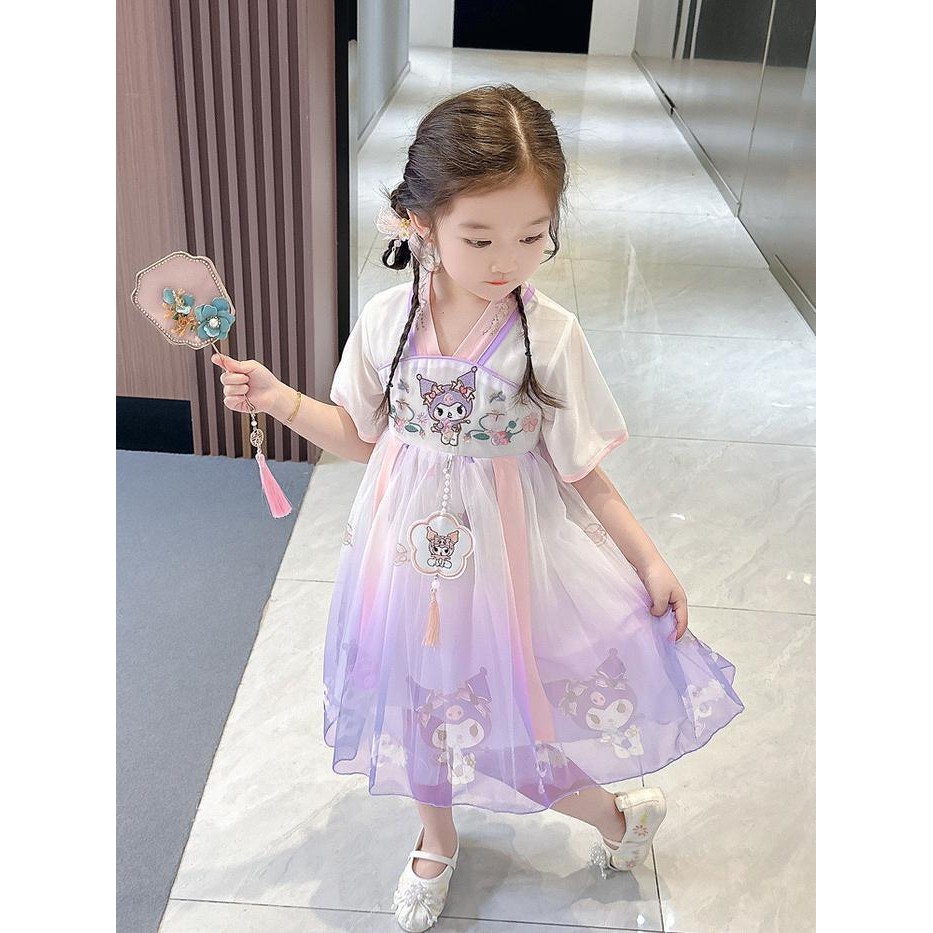 Baju Gaun Dress Kuromi Rok Tutu Kostum Anak Perempuan Hanfu Cina Hanbok Pesta Hanfu