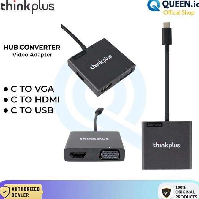 TERLARIS - Lenovo ThinkPlus Adapter Converter USB TYPE C TO VGA HDMI USB PORT 4K