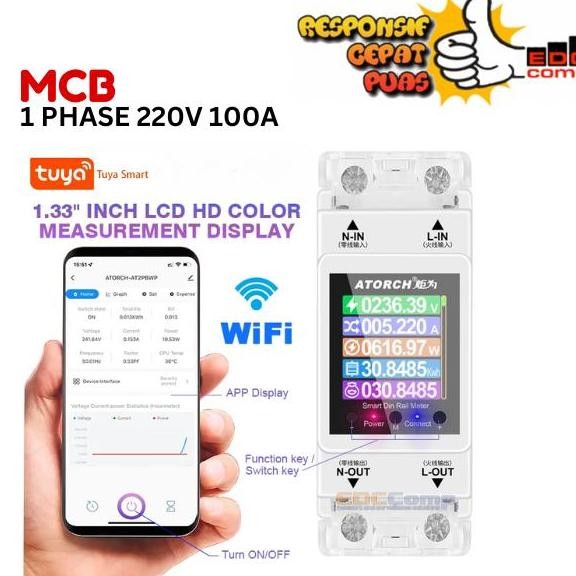 Smart life Tuya Din Rail MCB 3 Phase 1 Phase ELCB remote Control kWh Meter Watt Meter Digital WiFi 2