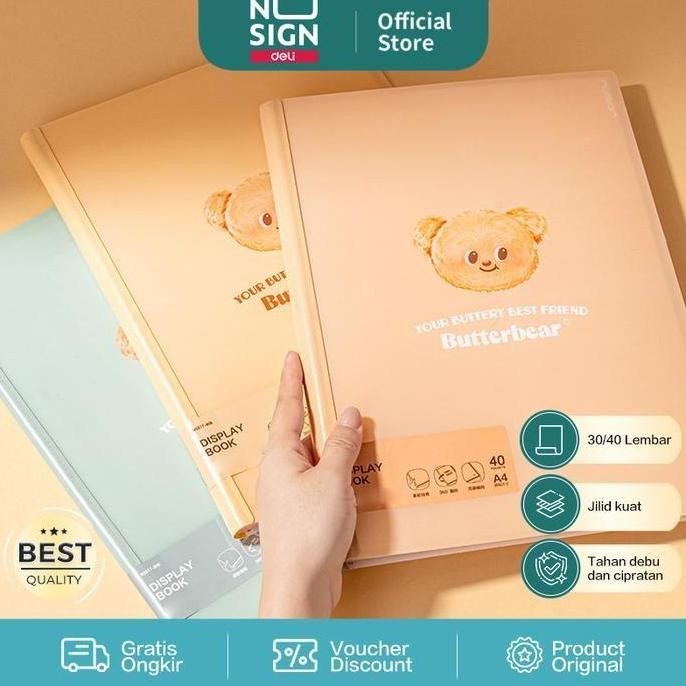 

(:(:(:(] Deli x Butterbear Map folder 40 halaman Jilid Kuat Tahan Debu dan Air NS517 - 40 Lembar