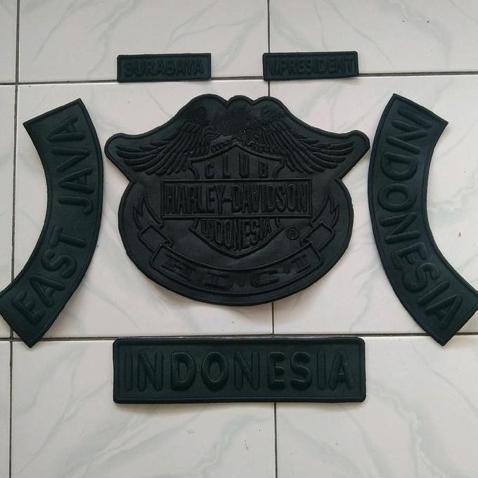 

bordir harley timbul (3D) satu set depan belakang tag name