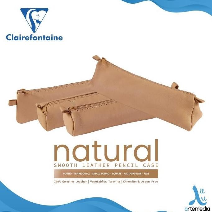 

TERMURAH - Tempat Pensil Clairefontaine Natural Real Smooth Leather Pencil Case