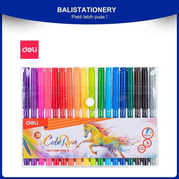 

:::::::] Deli EC10013 School Felt Pen / Spidol Warna - Felt Pen Washable 1.0mm
