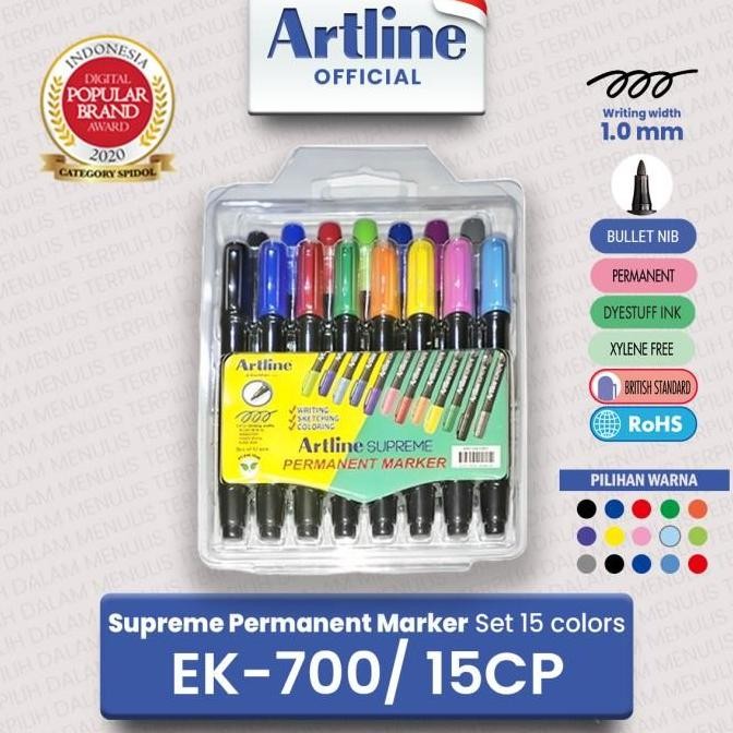 

TERMURAH - ARTLINE Spidol Supreme Permanent Marker SET 15 Colours EPF-700