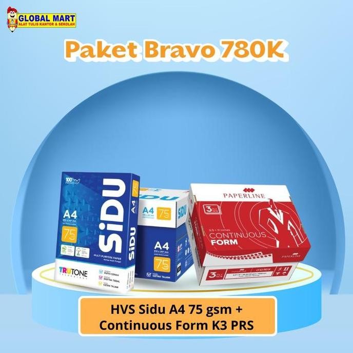 

@#@#@#] Paket Bravo / HVS Sidu A4 75 gsm + Continuous Form K3 PRS / Paket Alat Kantor Murah