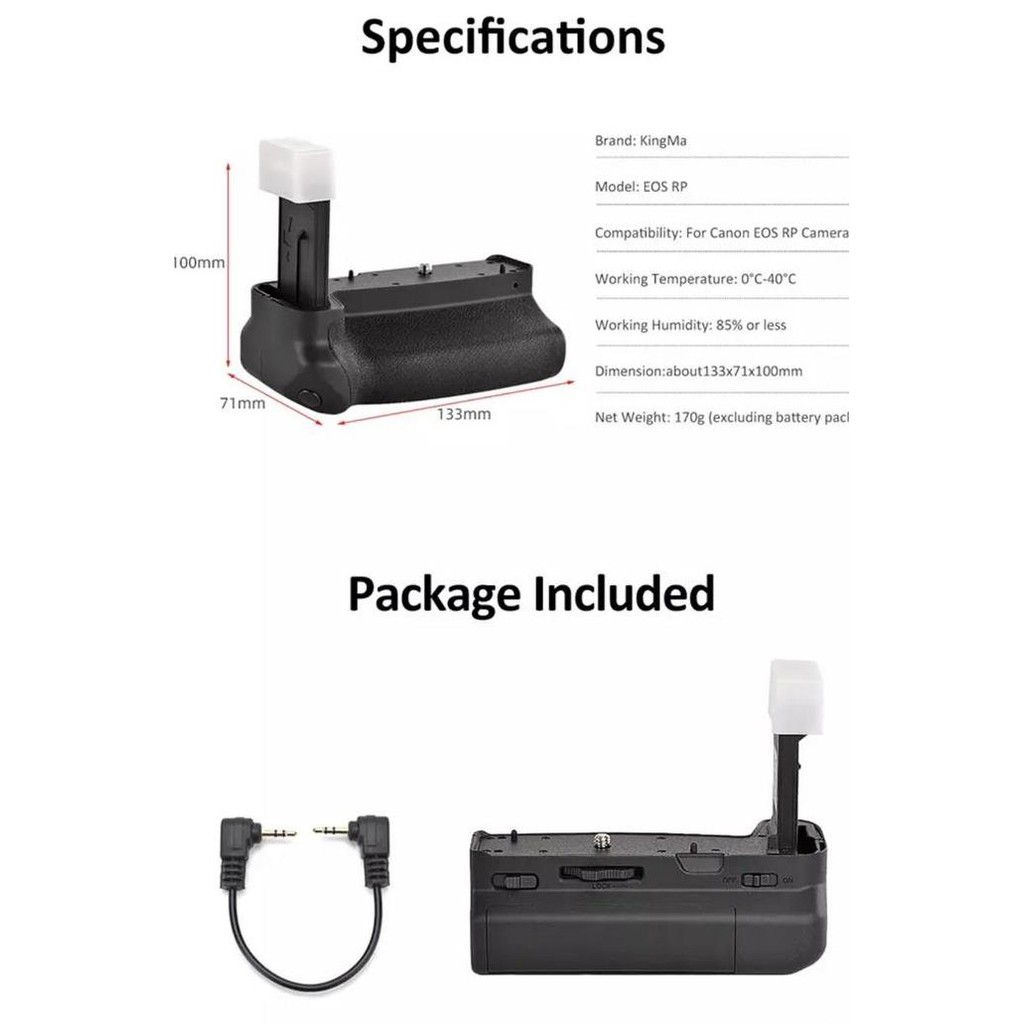 KingMa Battery Grip EOS RP Vertical Holder Canon DSLR EOS RP Camera Terlaris
