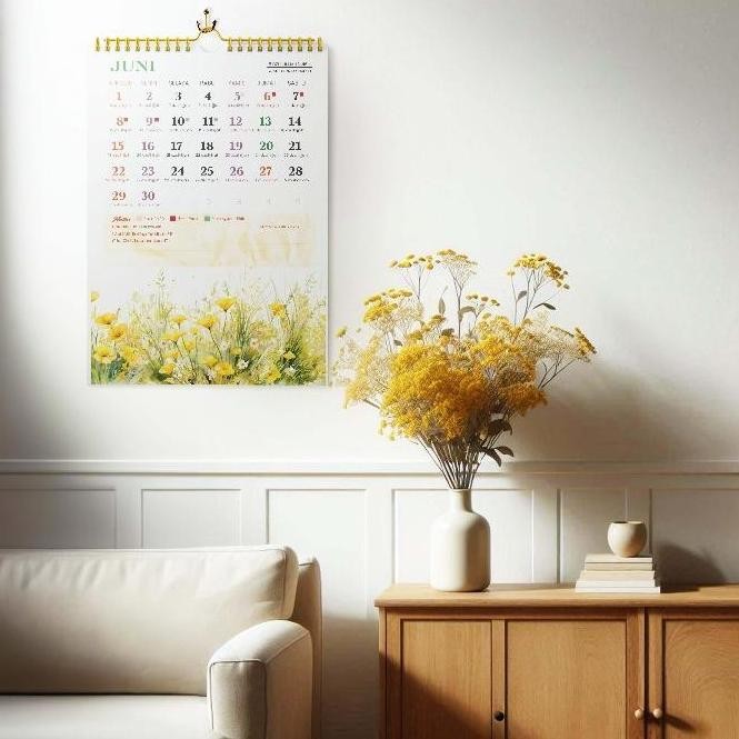 

NEW Kalender 2025 Kalender Dinding SPIRAL Masehi Hijriyah ukuran A3+ Tema Floral