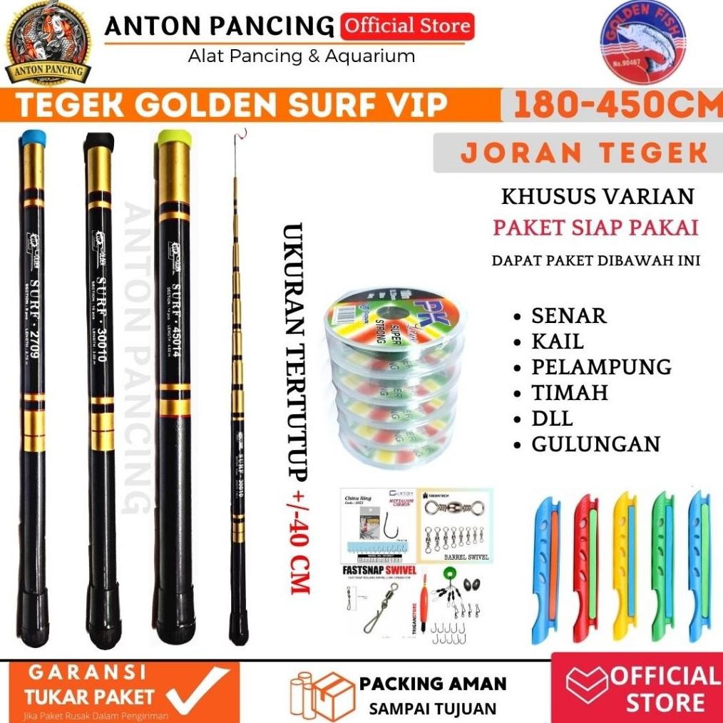 Joran Pancing Tegek Surf Golden Vip 180 210 240 270 300 360 450 Cm Ruas Pendek Ringan Dan lentur Nug