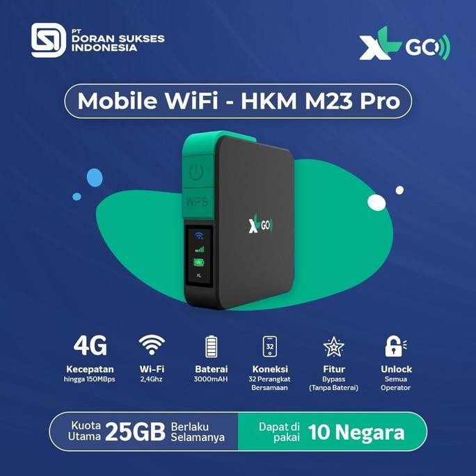 TERBARU - Huawei Modem Mifi HKM-M23 Pro XL - Modem Unlock Gratis XL GO IZI 25GB - Garansi Resmi