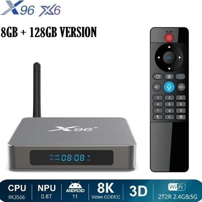 TERMURAH - X96 X6 - Android 11 Smart TV Box 8K UHD - RAM 8GB ROM 128GB