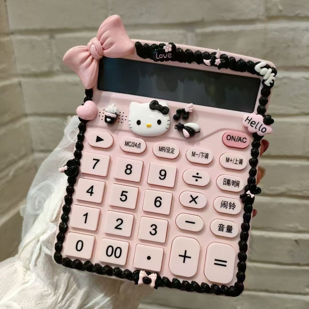 

[Saror]Kalkulator Suara Gaya Manis Keren Black Pink Kalkulator Multi-Fungsi