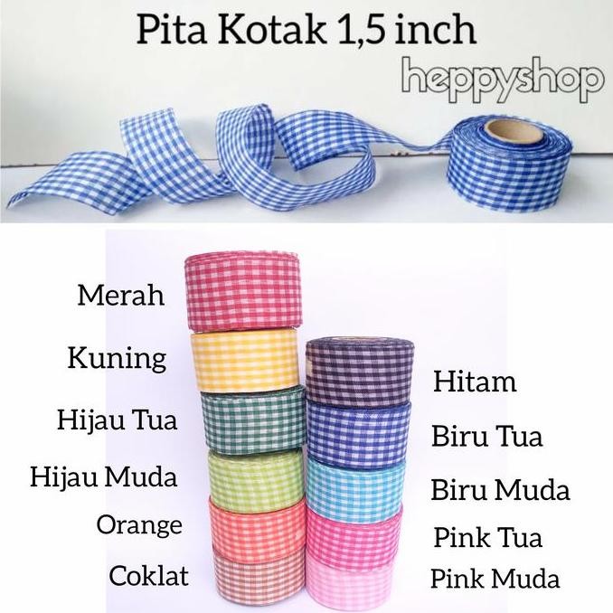 

*****] Pita Kotak 1,5 inch, Pita Motif Kotak