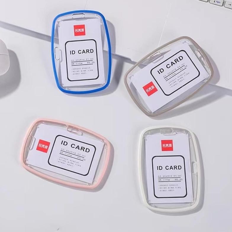 

Readyy!! ID Card Holder/Card holder Acrylic /Name Tag DIY/Tempat Photocard Kartu Foto Alat Tulis Sekolah 3 inch Cover Transparant-Suning Mall