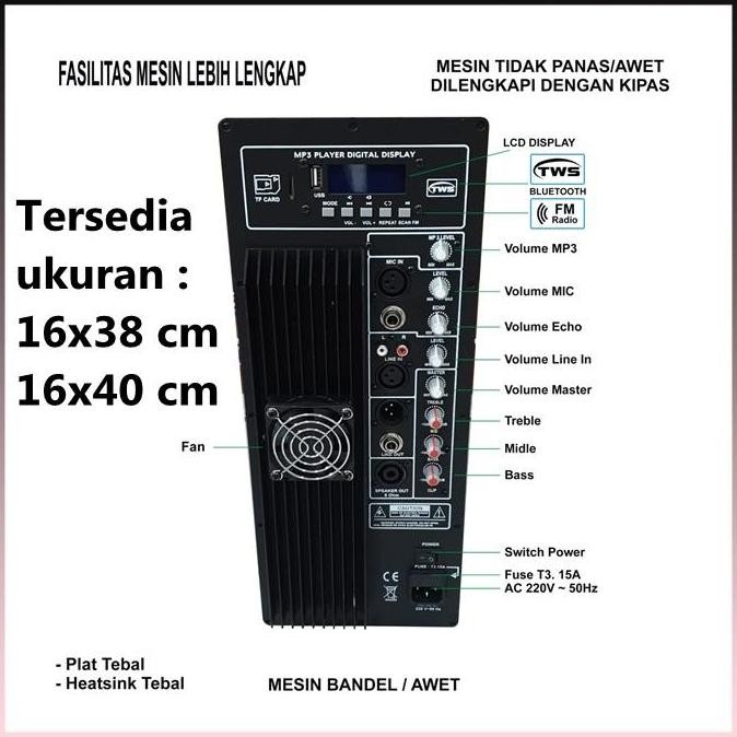 Promo POWER KIT MESIN SPEAKER AKTIF 15in 12in USB BLUETOOTH 1000 WATT TWS COD