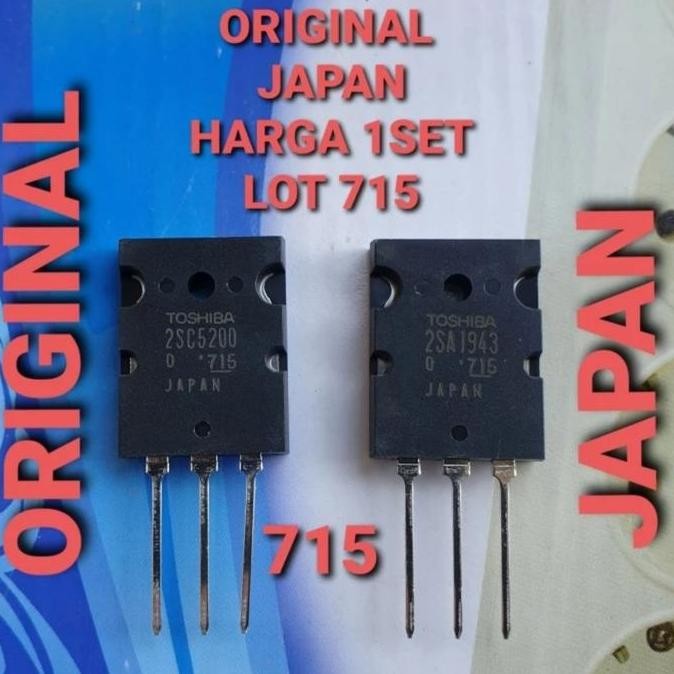 TOSHIBA TRANSISTOR C5200 A1943 ORIGINAL JEPANG LOT 715 CHIP BESAR HARGA SATU SET BARU MULUS DAYA OUT
