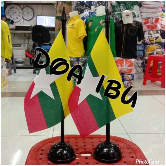 

tiang kayu meja+bendera MYANMAR murah