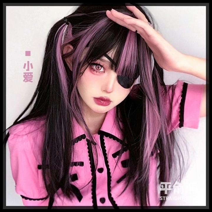 WDA-38 wig daily rambut palsu panjang peek a boo gradasi hitam pink black lolita kpop idol
