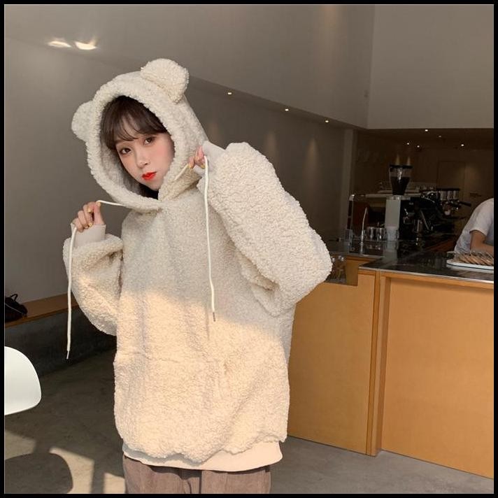 KJA-15 jaket luaran wanita import korea big size bulu beruang winter