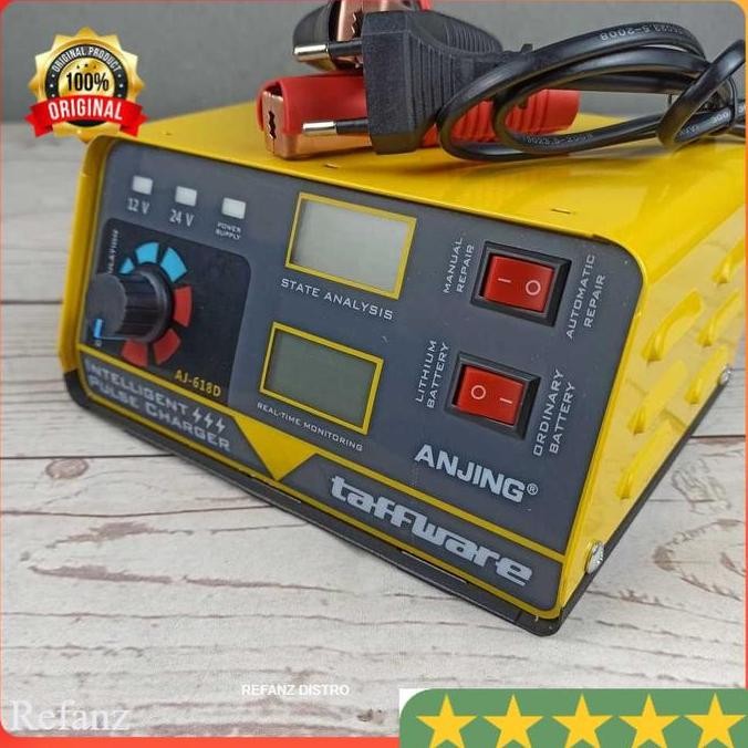 Charger Cas Aki Mobil Motor Portabel Otomatis 260W 12V/24V 200AH + LCD Taffware ANJING - AJ-618D Car