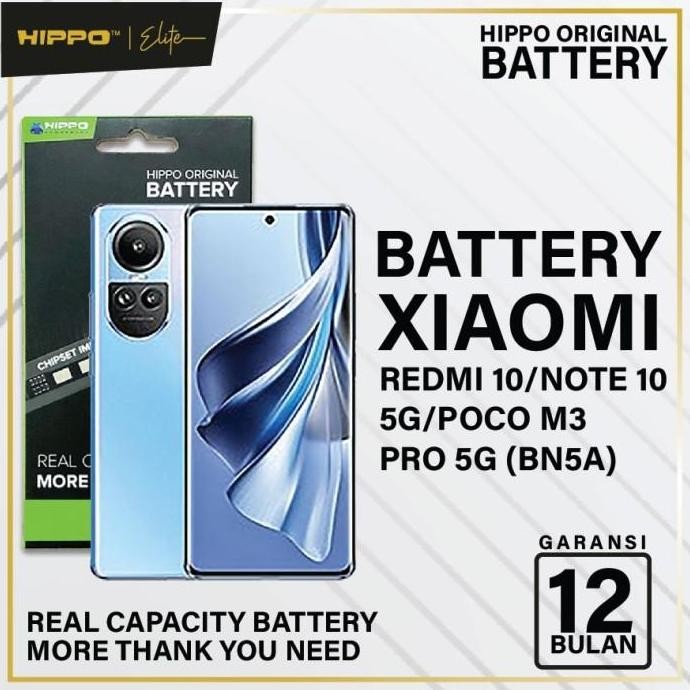 TERBARU - Hippo Baterai Xiaomi Redmi 10 / Note 10 5G / PocoM3Pro5G BN5A 5000Mah