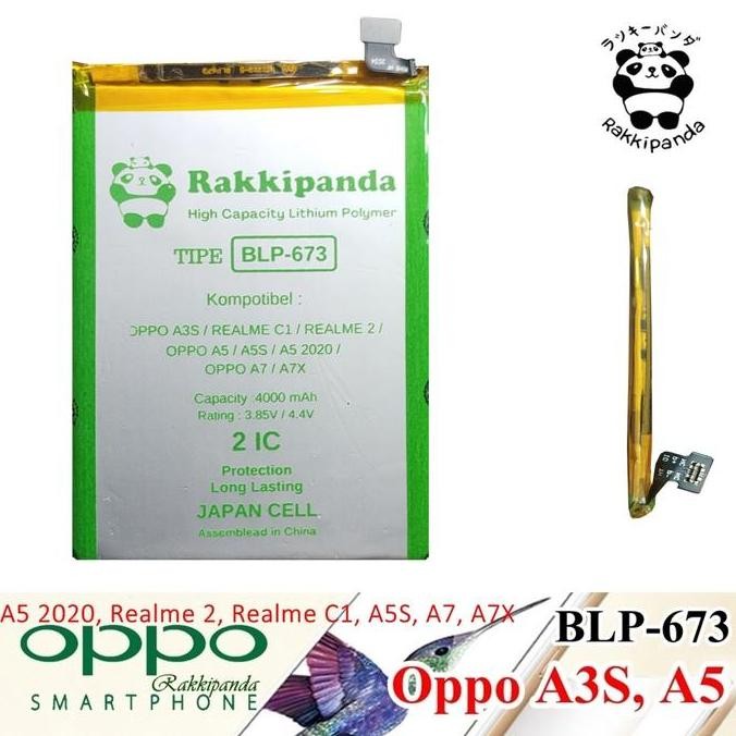 NEW Rakkipanda Baterai Oppo A5 2020 A5S A7 A7X BLP673 Double IC Protection Battery Kompatibel dengan