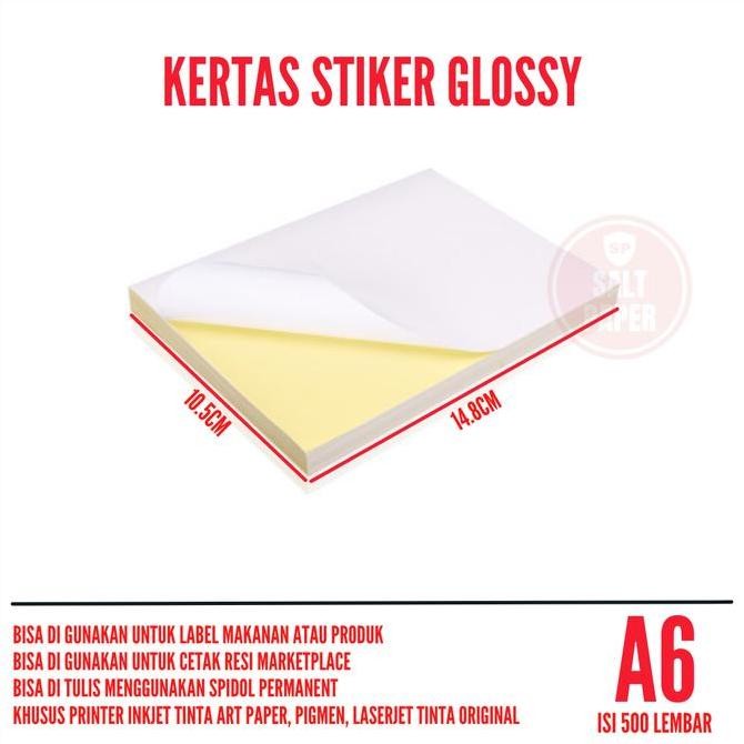 

Baru Kertas Stiker Glossy A6 500 Lembar - Label Cetak Inkjet Cromo Barcode