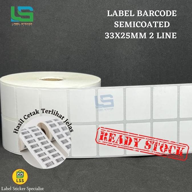 

Baru Label Semicoated Bare 33X25Mm 2 Line - Kertas Barcode Core 1 Inch