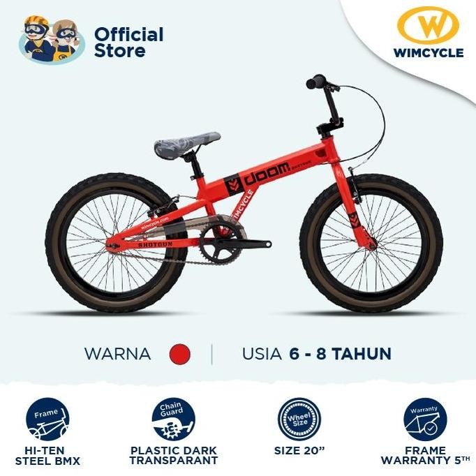 TERMURAH - Sepeda Anak BMX 20" Wimcycle Shotgun Doom 20 - Merah
