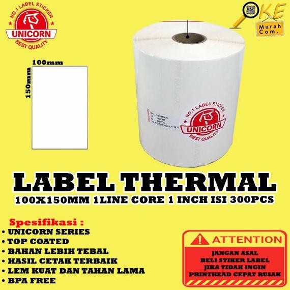 

Baru Kertas Stiker Label Thermal Unicorn 100X150Mm - Label Resi A6 Shopee
