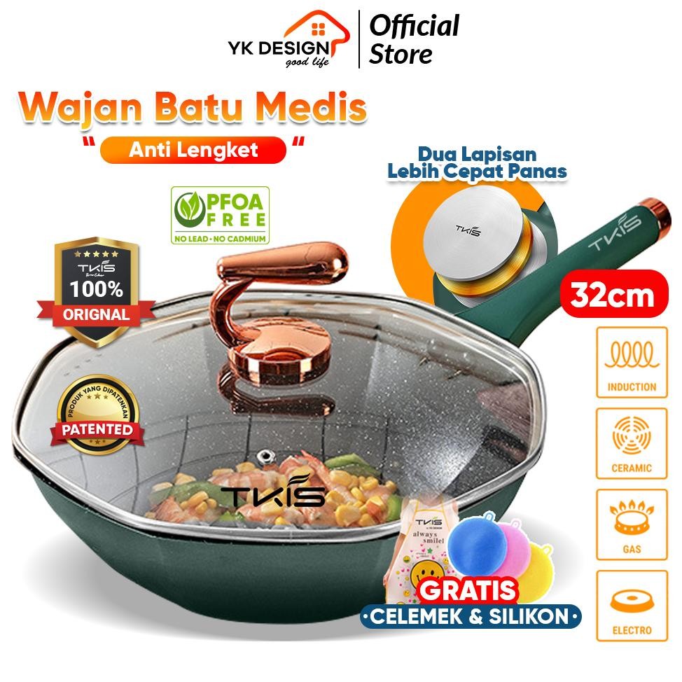 Murah Tkis By Yk Design Tk-831 Wajan Penggorengan Batu Medis Ukuran 32 Cm