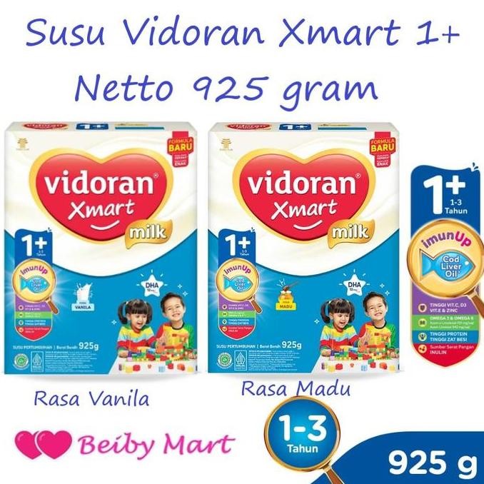 

terbaru vidoran xmart 1+ susu anak rasa vanila/madu 925gr - sufor usia 1-3 tahun
