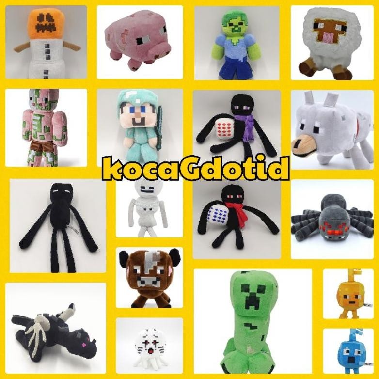 Promo Boneka Karakter Game Spider Creeper Ghast Enderman Zombie Skeleton Boneka Plush Minecra.