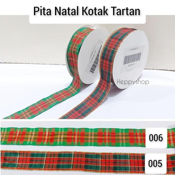 

,,,,,,,] Pita Natal Kotak Tartan, Pita Motif Natal