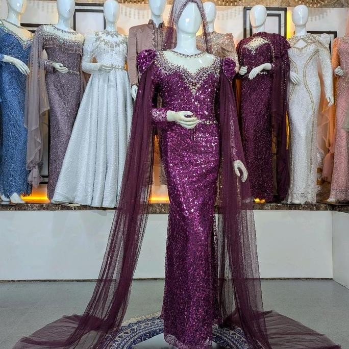 Gaun Pengantin Slim Squin Putih Mewah untuk Wanita