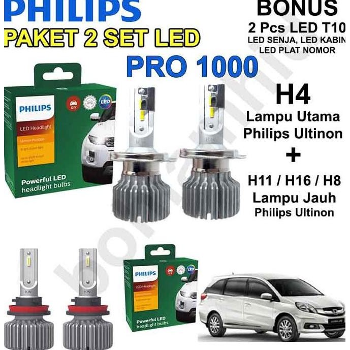 Paket LED Mobilio, New Mobilio 2Set Philips Ultinon PRO1000 H4 + H11