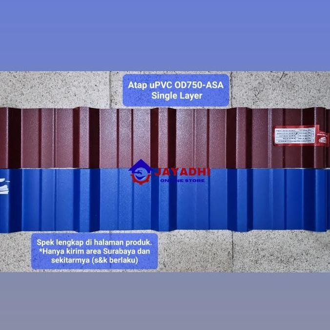 ~~~~~] Atap uPVC Dr. SHIELD Single Layer ASA 750 Trimdeck Warna Biru / Merah