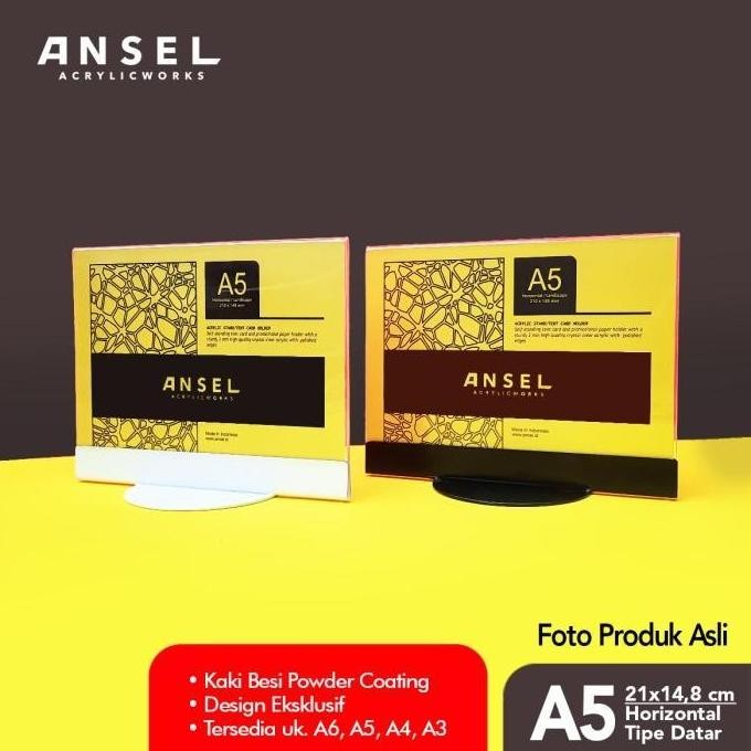 

NEW TENT CARD AKRILIK BESI /DATAR A5 HORIZONTAL 21X14,8 CM /BROSUR