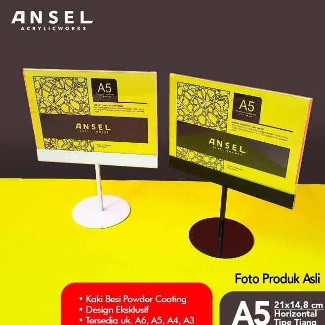 

NEW TENT CARD ACRYLIC BESI /TIANG A5 HORIZONTAL 21X14,8CM /AKRILIK