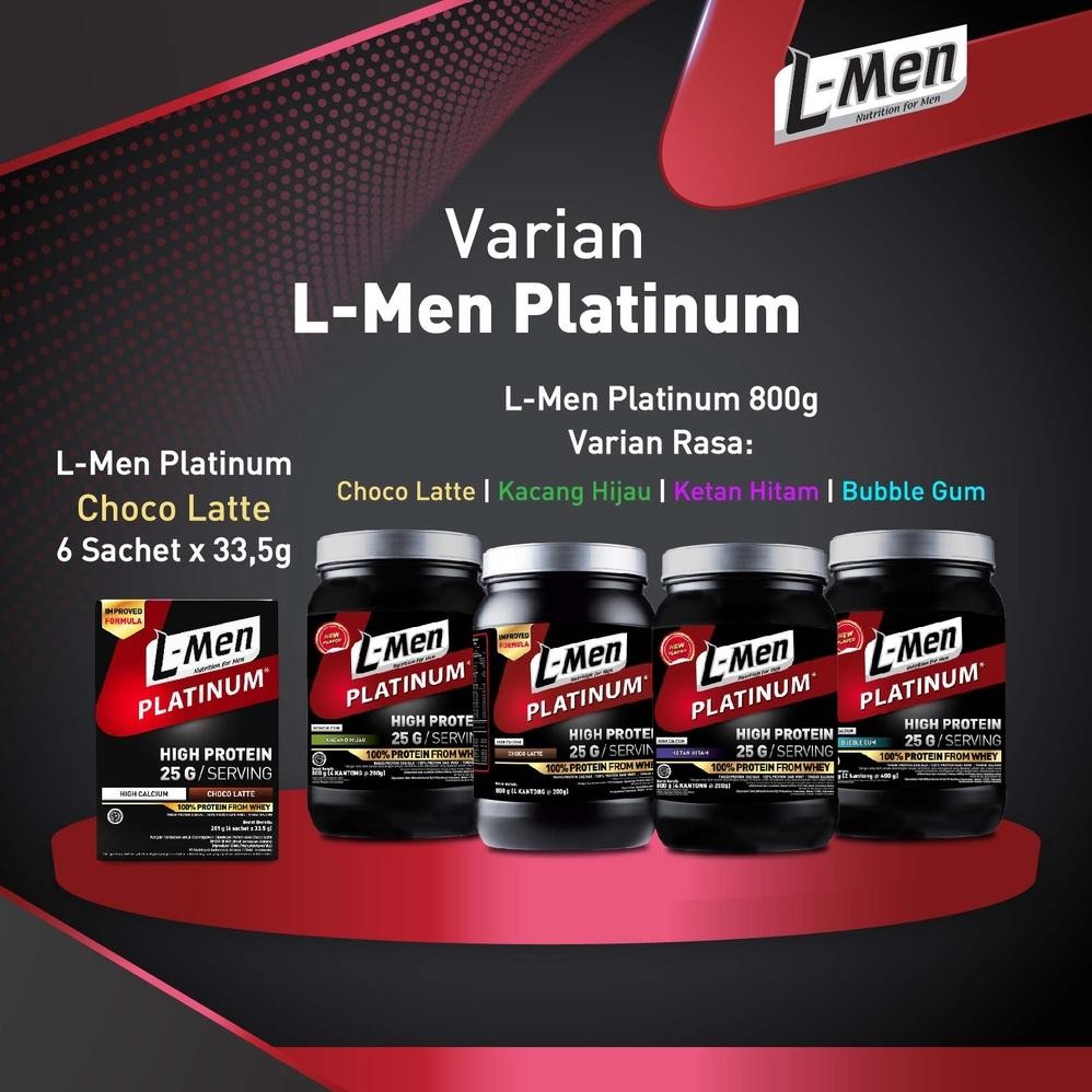 L-Men Platinum Rill Choco Latte 800 gram - Kemasan Rill Suplemen Fitness Tinggi Protein