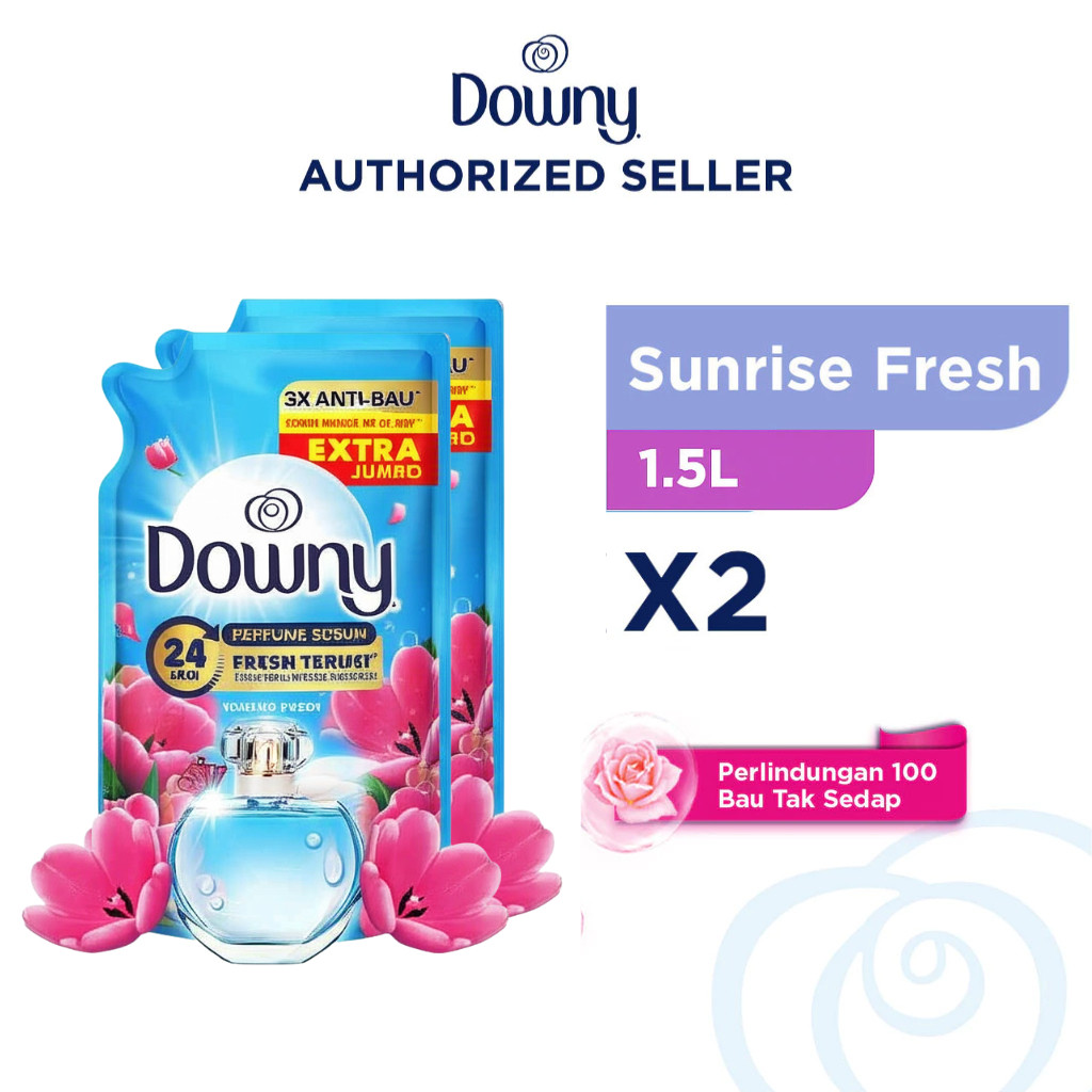 Downy Sunrise Fresh Pewangi Pelembut Pakaian Refill 1.5L - Isi 2