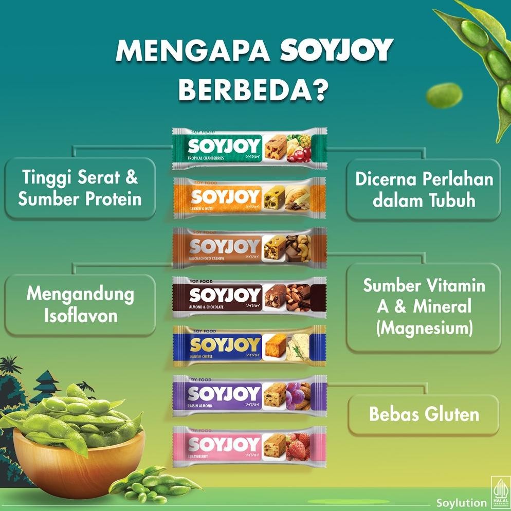 

SOYJOY Snack Bar Kedelai Tropical Cranberries 30gr - 1 Box (12 Bar)