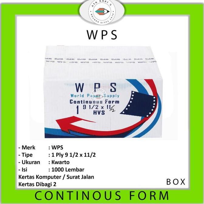

TERLARIS - WPS Continous Form 91/2 x 11 ( 1Ply ) K1/2 Hvs