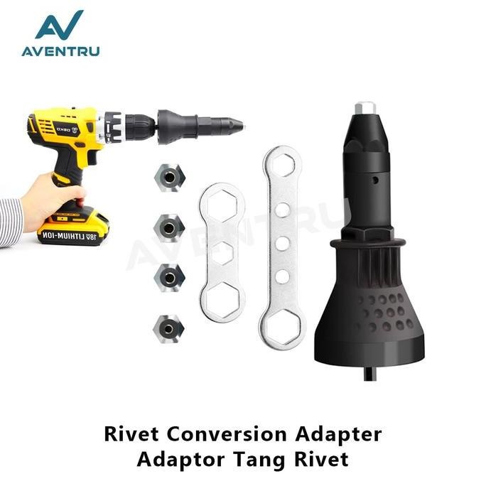 Rivet Gun Adaptor for Cordless Drill Konverter Tang Rivet Adapter Bor