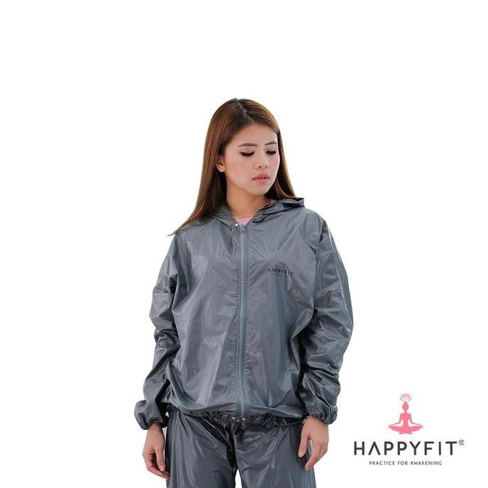 BEBAS ONGKIR - HAPPYFIT - Baju Saja - Sauna Suit Top with Zipper & Hood - Baju Sauna - Tracksuit (Av