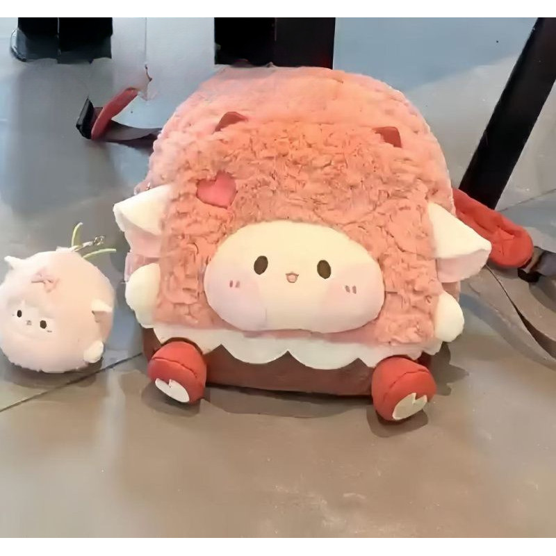 【TasBagus】【COD】Ransel Mewah Persik Domba Merah Muda Kartun Jepang  Ransel Boneka Gadis Perguruan Tin