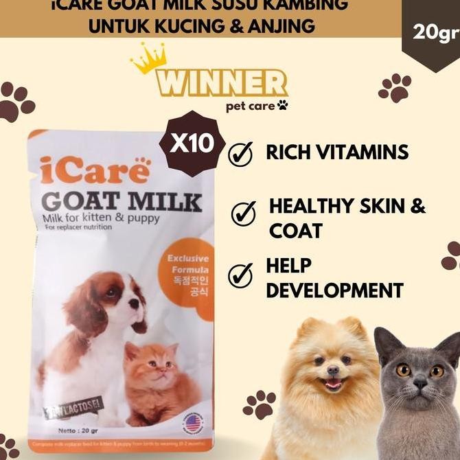 ready ICARE Goat Milk Susu Kambing untuk Kucing dan Anjing 1Box isi 10