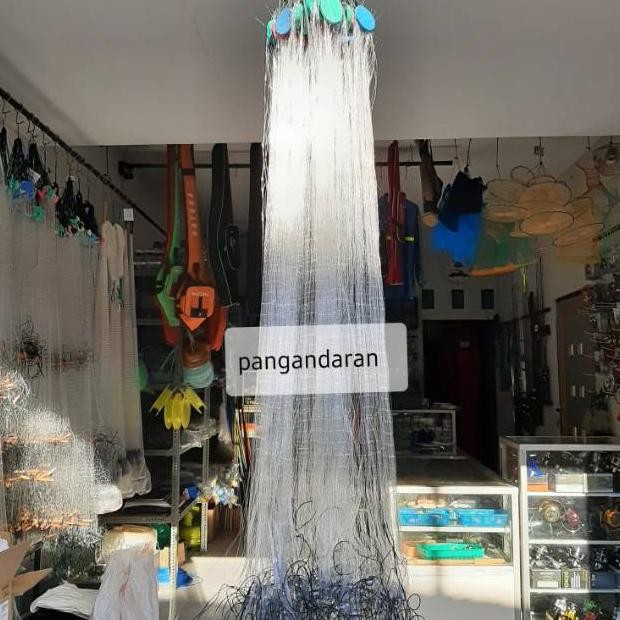 Jaring ikan siap pakai 3 lapis tinggi 1,5m panjang 10m Nugi