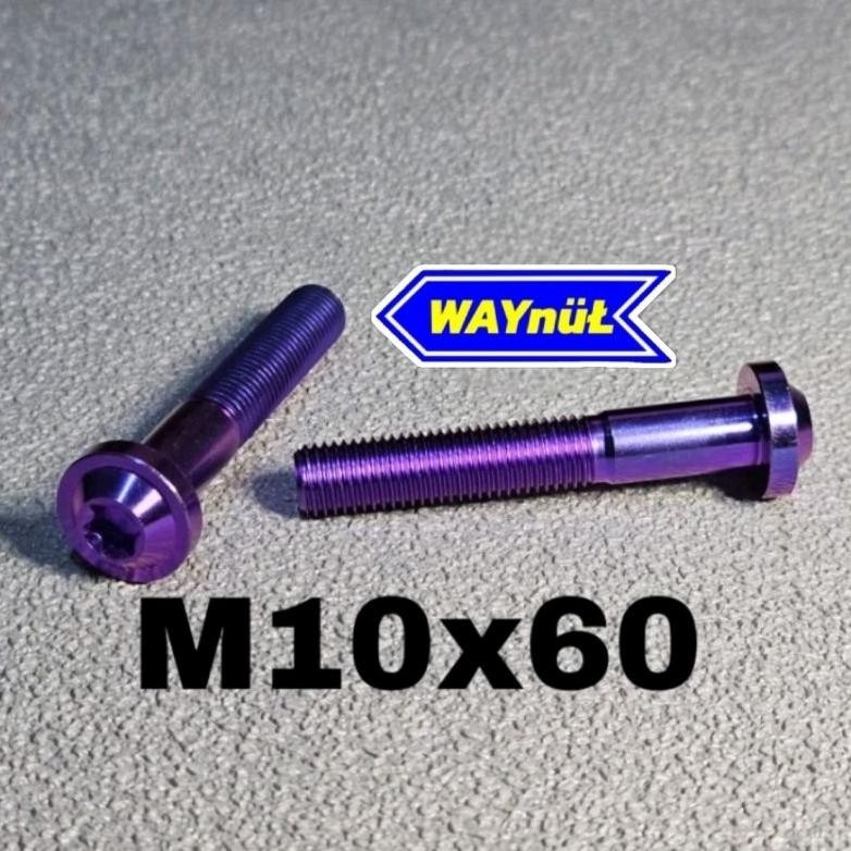 baut 10x60 drat 14 panjang 6cm Titanium Nugi