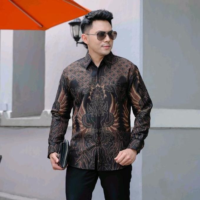 Promo Kemeja Batik Pria Lengan Panjang Slimfit Dobi Premium Kiyyara Mandra Kusumo